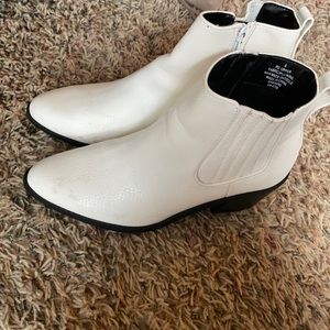White heeled ankle boots